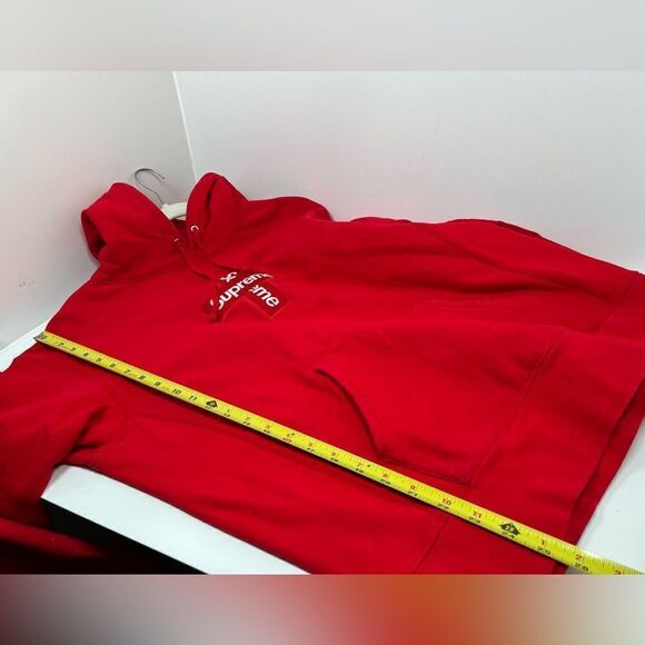 Supreme Cross Box Logo Hooded Sweatshirt Medium M Red Color - Picture 7 of 12